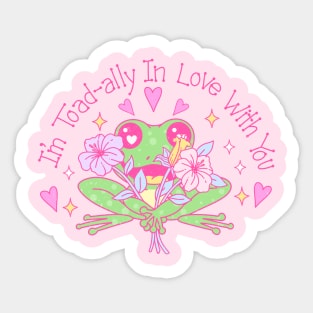 Im Toad-ally In Love With You. Frog In Love. Happy Valentines Day Sticker